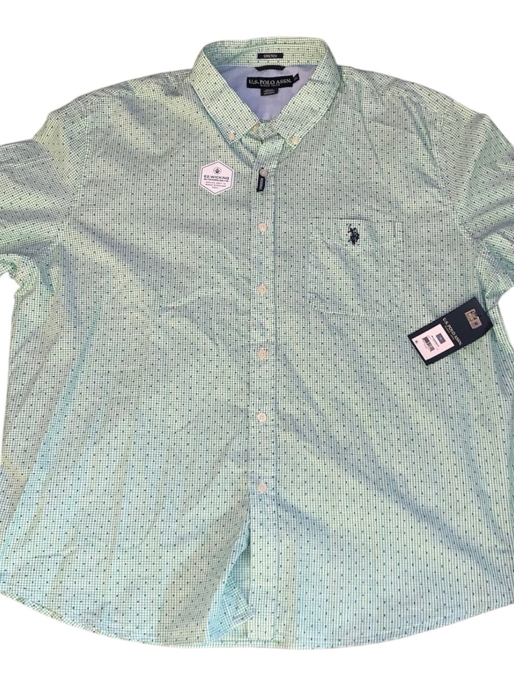 U.S. Polo Assn. Light Mint Green Button-Down Shirt Stretch 3XL NWT